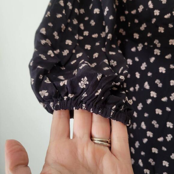 Sanctuary Smocked Floral Midi Dress Black Cream Size 2 - Picture 9 of 9